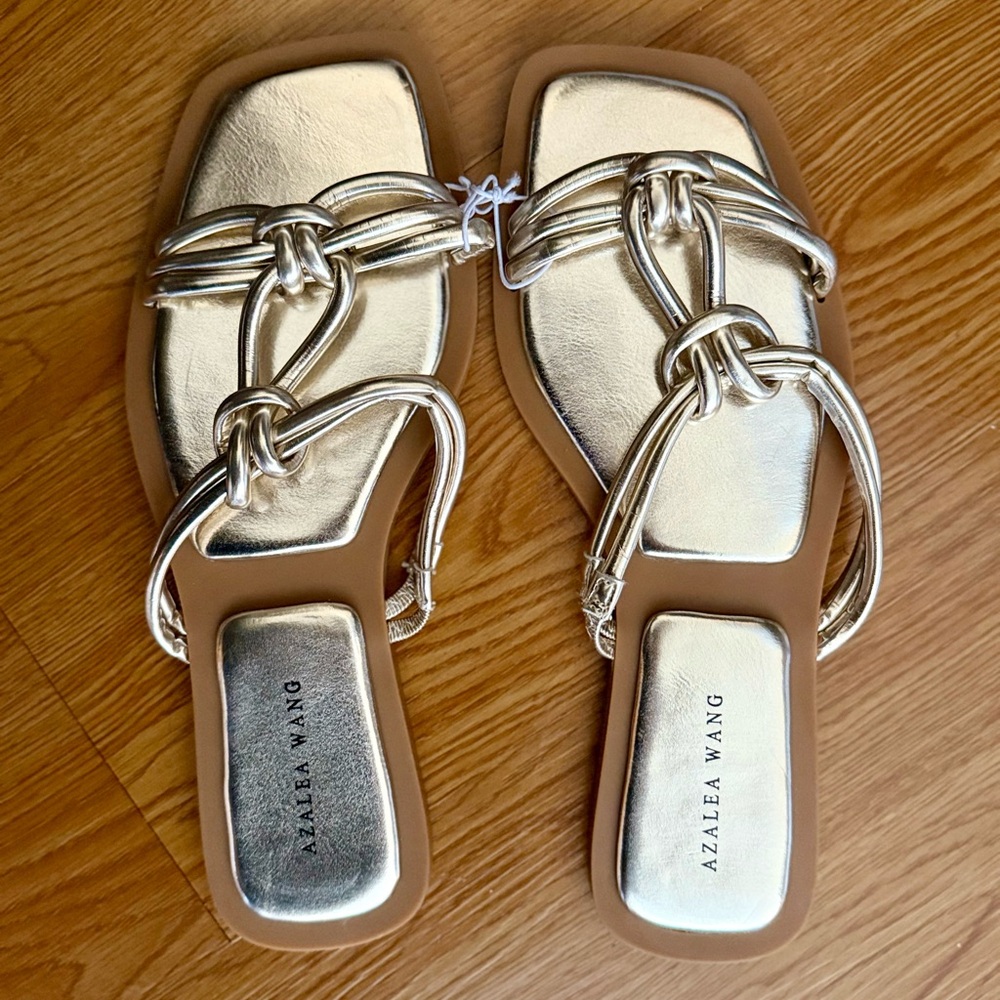 Azalea Wang Gold Knot Design Women's Sandals
